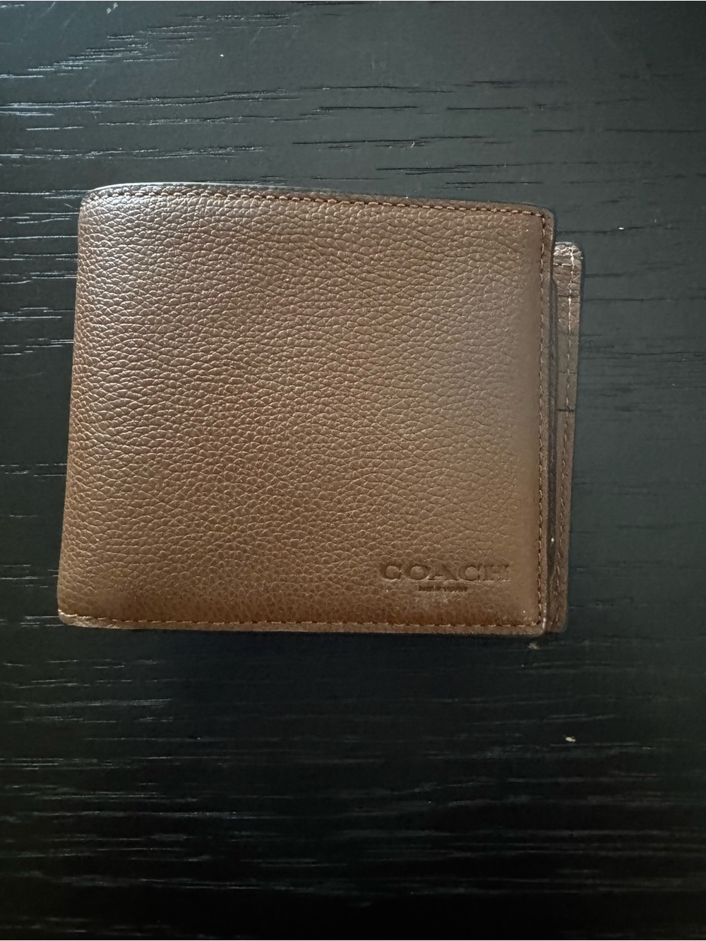 Coach Brown Pebbled Leather Men's Wallet